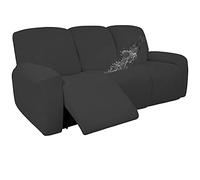 Easy-Going 100% Dual Waterproof Recliner Sofa Cover, 8-Pieces Stretch Relining Couch Cover with Pocket, Jacquard 3 Seat Sofa Slipcover Leakproof Washable (Sofa, Dark Gray)