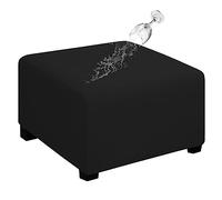 Easy-Going 100% Dual Waterproof Stretch Ottoman Cover 40x40x15inch Square Folding Storage Stool Furniture Protector Soft Slipcover for Living Room Black