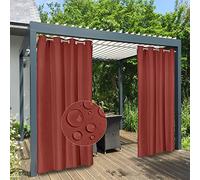 Easy-Going 100% Waterproof Outdoor Curtains Windproof Weatherproof Porch Curtains, Premium Thick Outdoor Privacy Grommet Top Panels for Patio, Gazebo and Pergola, 2 Panels, 54x96 inch, Terra Red
