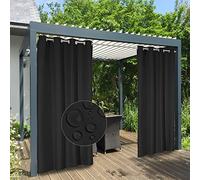 Easy-Going 100% Waterproof Outdoor Curtains Windproof Weatherproof Porch Curtains, Premium Thick Outdoor Privacy Grommet Top Panels for Patio, Gazebo and Pergola, 2 Panels, 54x84 inch, Black