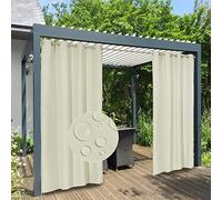 Easy-Going 100% Waterproof Outdoor Curtains Windproof Weatherproof Porch Curtains, Premium Thick Outdoor Privacy Grommet Top Panels for Patio, Gazebo and Pergola, 2 Panels, 54x120 inch, Beige