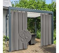 Easy-Going 100% Waterproof Outdoor Curtains Windproof Weatherproof Porch Curtains, Premium Thick Outdoor Privacy Grommet Top Panels for Patio, Gazebo and Pergola, 2 Panels, 54x108 inch, Grey