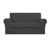 Easy-Going 3 Pieces Stretch Couch Cover Sofa Cover for Dogs Washable Sofa Slipcover for 2 Separate Cushion Couch Spandex Jacquard Fabric Elastic Furniture Protector for Pets,Kids(Dark Gray, Loveseat)