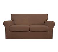 Easy-Going 3 Pieces Stretch Soft Couch Cover for Dogs - Washable Sofa Slipcover for 2 Separate Cushion Couch - Elastic Furniture Protector for Pets, Kids (Loveseat, Brown, Medium)