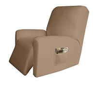 Easy-Going 4 Pieces Microfiber Stretch Recliner Slipcover - Spandex Soft Fitted Sofa Couch Cover, Washable Furniture Protector with Elastic Bottom for Kids,Pet (Recliner,Camel