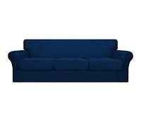 Easy-Going 4 Pieces Oversized Stretch Soft Couch Cover for Dogs - Washable Sofa Slipcover for 3 Separate Cushion Couch - Elastic Furniture Protector for Pets, Kids Navy