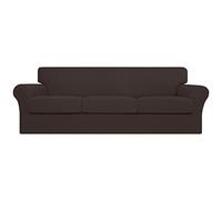 Easy-Going 4 Pieces Stretch Couch Cover Oversized Sofa Cover for Dogs Washable Sofa Slipcover for 3 Separate Cushion Couch Spandex Elastic Furniture Protector for Pets, Kid(Chocolate, Oversized Sofa)