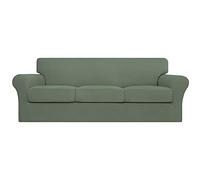 Easy-Going 4 Pieces Stretch Couch Cover Sofa Cover for Dogs Washable Sofa Slipcover for 3 Separate Cushion Couch Spandex Jacquard Fabric Elastic Furniture Protector for Pets, Kid(Greyish Green, Sofa)