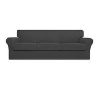 Easy-Going 4 Pieces Stretch Couch Cover Sofa Cover for Dogs Washable Sofa Slipcover for 3 Separate Cushion Couch Spandex Jacquard Fabric Elastic Furniture Protector for Pets,Kids(Dark Gray, Sofa)