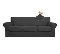 Easy-Going 4 Pieces Stretch Soft Couch Cover for Dogs - Washable Sofa Slipcover for 3 Separate Cushion Couch - Elastic Furniture Protector for Pets, Kids (Sofa, Dark Gray)