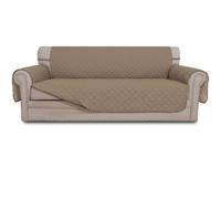 Easy-Going 4 Seater Sofa Slipcover Reversible Sofa Cover Water Resistant Couch Cover with Foam Sticks Elastic Straps Furniture Protector for Pets Kids Children Dog Cat (XX-Large, Beige/Beige)