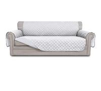 Easy-Going 4 Seater Sofa Slipcover Reversible Sofa Cover Water Resistant Couch Cover with Foam Sticks Elastic Straps Furniture Protector for Pets Children Dog Cat (XX-Large, White/White)