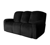 Easy-Going 8-Pieces Recliner Sofa Covers Velvet Reclining Couch Covers for 3 Seat Reclining Sofa Slipcovers Thick Soft Washable (Sofa, Black)