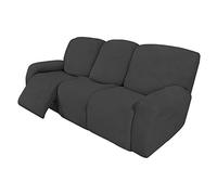 Easy-Going 8 Pieces Recliner Sofa Stretch Sofa Slipcover Sofa Cover Furniture Protector Couch Soft with Elastic Bottom Kids, Spandex Jacquard Fabric Small Checks Dark Gray