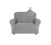 Easy-Going Armchair Covers, Non Slip Stretch Jacquard Sofa Covers for Kid Pet Dog, 1 Piece Sofa Slipcovers for Leather Single Sofa, Washable Couch Settee Covers Furniture Protectors, Light Grey