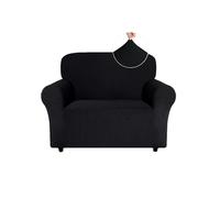 Easy-Going Armchair Covers, Non Slip Stretch Jacquard Sofa Covers for Kid Pet Dog, 1 Piece Sofa Slipcovers for Leather Single Sofa, Washable Couch Settee Covers Furniture Protectors, Black