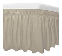 Easy-Going Bed Skirt for Twin or Full Size Bed, 22 Inch Tailored Drop, Fitted with Adjustable Elastic Belt, Convenient to Use Without Lift The Mattress (Twin/Full, Biege)