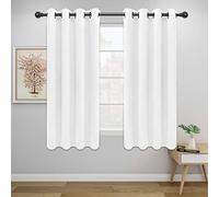 Easy-Going Blackout Curtains for Bedroom, 2 Panels Solid Thermal Insulated Grommet and Noise Reduction Window Drapes, Room Darkening Curtains for Living Room (52x63 in,White)