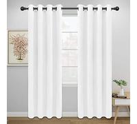 Easy-Going Blackout Curtains for Bedroom, Solid Thermal Insulated Grommet and Noise Reduction Window Drapes, Room Darkening Curtains for Living Room, 2 Panels(52x84 in,White)