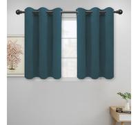 Easy-Going Blackout Curtains for Bedroom, Solid Thermal Insulated Grommet and Noise Reduction Window Drapes, Room Darkening Curtains for Living Room, 2 Panels (42x36 in, Bluestone)