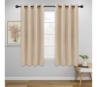 Easy-Going Blackout Curtains for Bedroom, Solid Thermal Insulated Grommet and Noise Reduction Window Drapes, Room Darkening Curtains for Living Room, 2 Panels (52x63 in,Beige)