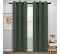 Easy-Going Blackout Curtains for Bedroom, Solid Thermal Insulated Grommet and Noise Reduction Window Drapes, Room Darkening Curtains for Living Room, 2 Panels (42x95 in, Greyish Green)
