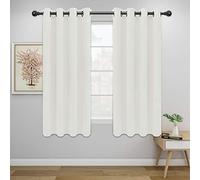 Easy-Going Blackout Curtains for Bedroom, Solid Thermal Insulated Grommet and Noise Reduction Window Drapes, Room Darkening Curtains for Living Room, 2 Panels(52x63 in,Ivory)