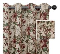 Easy-Going Floral Printed Blackout Grommet Curtains, 108”L Beige 2 Panels
