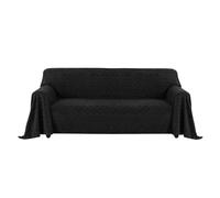 Easy-Going Jacquard Sofa Covers 3 4 Seater, Funny Fuzzy Sofa Slipcovers for Pet Dog, Non Slip Couch Covers, Warm Sofa Seat Covers, Washable Furniture Protectors, 80x133 in, Black