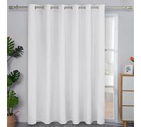 Easy-Going Linen Look 100% Blackout Curtain 100x96 Inch Extra Wide Patio Sliding Door Curtain Solid Thermal Insulated Room Curtain for Bedroom, Living Room (1 Panel, White)