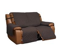 Easy-Going Loveseat Recliner Cover, Reversible Couch Cover for Double Recliner, Split Sofa Cover for Each Seat, Furniture Protector with Elastic Straps for Kids, Dogs, Pets(2 Seater, Chocolate/Beige)