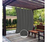 Easy-Going Outdoor Curtains Waterproof Windproof Weatherproof Curtain for Patio, Cabana, Porch, Pergola and Gazebo, Grommet Top and Tab Bottom Drape, 1 Panel, 110x84 inch, Grey