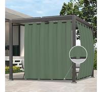 Easy-Going Outdoor Curtains Waterproof Windproof Weatherproof Curtain for Patio, Cabana, Porch, Pergola and Gazebo, Grommet Top and Tab Bottom Drape, 1 Panel, 110x84 inch, Sage Green