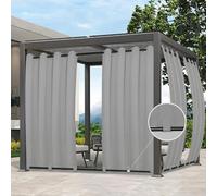 Easy-Going Outdoor Curtains Waterproof Windproof Weatherproof Curtain for Patio, Cabana, Porch, Pergola and Gazebo, Grommet Top and Tab Bottom Drape, 1 Panel, 54x72 inch, Light Grey