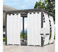 Easy-Going Outdoor Curtains Waterproof Windproof Weatherproof Curtain for Patio, Cabana, Porch, Pergola and Gazebo, Grommet Top and Tab Bottom Drape, 1 Panel, 54x84 inch, White