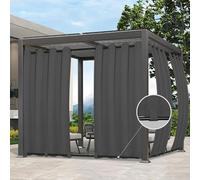 Easy-Going Outdoor Curtains Waterproof, Windproof, Weatherproof for Patio, Cabana, Porch, Pergola and Gazebo, Grommets Top & Bottom Tabs, 6 Panels, 54" x 96"
