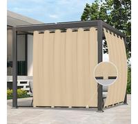 Easy-Going Outdoor Curtains Waterproof, Windproof, Weatherproof for Patio, Cabana, Porch, Pergola and Gazebo, Grommet Top & Bottom Tabs, 1 Panel, 110" x 84"