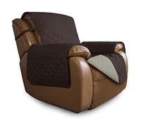 Easy-Going Oversized Recliner Cover Reversible Couch Cover Sofa Cover for Living Room Water Resistant Furniture Protector with Elastic Straps for Pets ('Large Recliner 27-29 in, Chocolate/Beige)