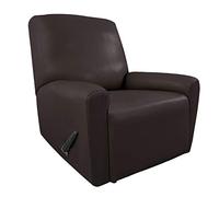 Easy-Going PU Leather Recliner slipcovers, Waterproof Stretch Sofa Covers, 4 Pieces Stretch Furniture Protector, Anti-Slip Elastic Strap Shield Pets Kids Children Cats Dogs (Recliner, Chocolate)