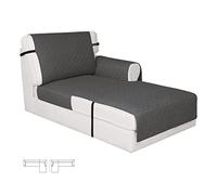 Easy-Going Reversible Chaise Lounge Couch Cover Water Resistant Sofa Cover Sectional L Shaped Sofa Slipcover with Adjustable Straps Furniture Protector for Dogs (115X34 in, Dark Gray/Dark Gray)