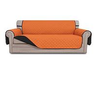 Easy-Going Reversible Couch Cover for 3 Cushion Couch Sofa Cover for Dogs Water Resistant Furniture Protector Cover with Foam Sticks Elastic Straps for Pet Cat (Sofa, Orange/Black)