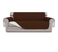 Easy-Going Reversible Couch Cover for 3 Cushion Couch Sofa Cover for Dogs Water Resistant Furniture Protector Cover with Foam Sticks Elastic Straps for Pet Cat (Sofa, Coffee/Ivory)