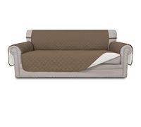 Easy-Going Reversible Couch Cover for 3 Cushion Couch Sofa Cover for Dogs Water Resistant Furniture Protector Cover with Foam Sticks Elastic Straps for Pet Cat (Sofa, Camel/Ivory)