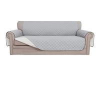 Easy-Going Reversible Oversized Couch Cover for 3 Cushion Couch Sofa Cover for Dogs Water Resistant Furniture Protector Cover with Foam Sticks for Pet (Oversized Sofa, Light Gray/Ivory)