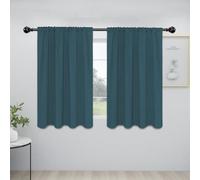 Easy-Going Rod Pocket Blackout Curtains for Bedroom, Room Darkening Window Curtains for Living Room, Thermal Insulated Noise Reduction Solid Window Drapes, 2 Panels(42x45 in, Bluestone)