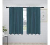 Easy-Going Rod Pocket Blackout Curtains for Bedroom, Room Darkening Window Curtains for Living Room, Thermal Insulated Noise Reduction Solid Window Drapes, 2 Panels(42x54 in, Bluestone)