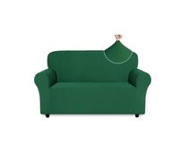Easy-Going Sofa Covers 2 Seater, Non Slip Stretch Jacquard Sofa Slipcovers for Pet Dog, 1 Piece Couch Covers for Leather Sofa Living Room, Washable Settee Covers Furniture Protectors, Dark Green