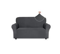 Easy-Going Sofa Covers 2 Seater, Non Slip Stretch Jacquard Sofa Slipcovers for Pet Dog, 1 Piece Couch Covers for Leather Sofa Living Room, Washable Settee Covers Furniture Protectors, Dark Grey