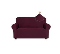 Easy-Going Sofa Covers 2 Seater, Non Slip Stretch Jacquard Sofa Slipcovers for Pet Dog, 1 Piece Couch Covers for Leather Sofa Living Room, Washable Settee Covers Furniture Protectors, Wine