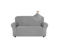 Easy-Going Sofa Covers 2 Seater, Non Slip Stretch Jacquard Sofa Slipcovers for Pet Dog, 1 Piece Couch Covers for Leather Sofa Living Room, Washable Settee Covers Furniture Protectors, Light Grey